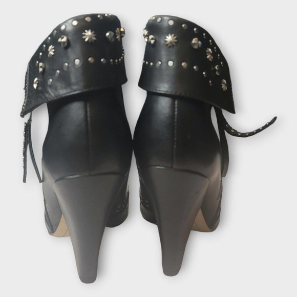 Sam Edelman Royce Studded Leather Ankle Boot Bootie Black Metallic Point Toe 6.5 - Picture 3 of 3